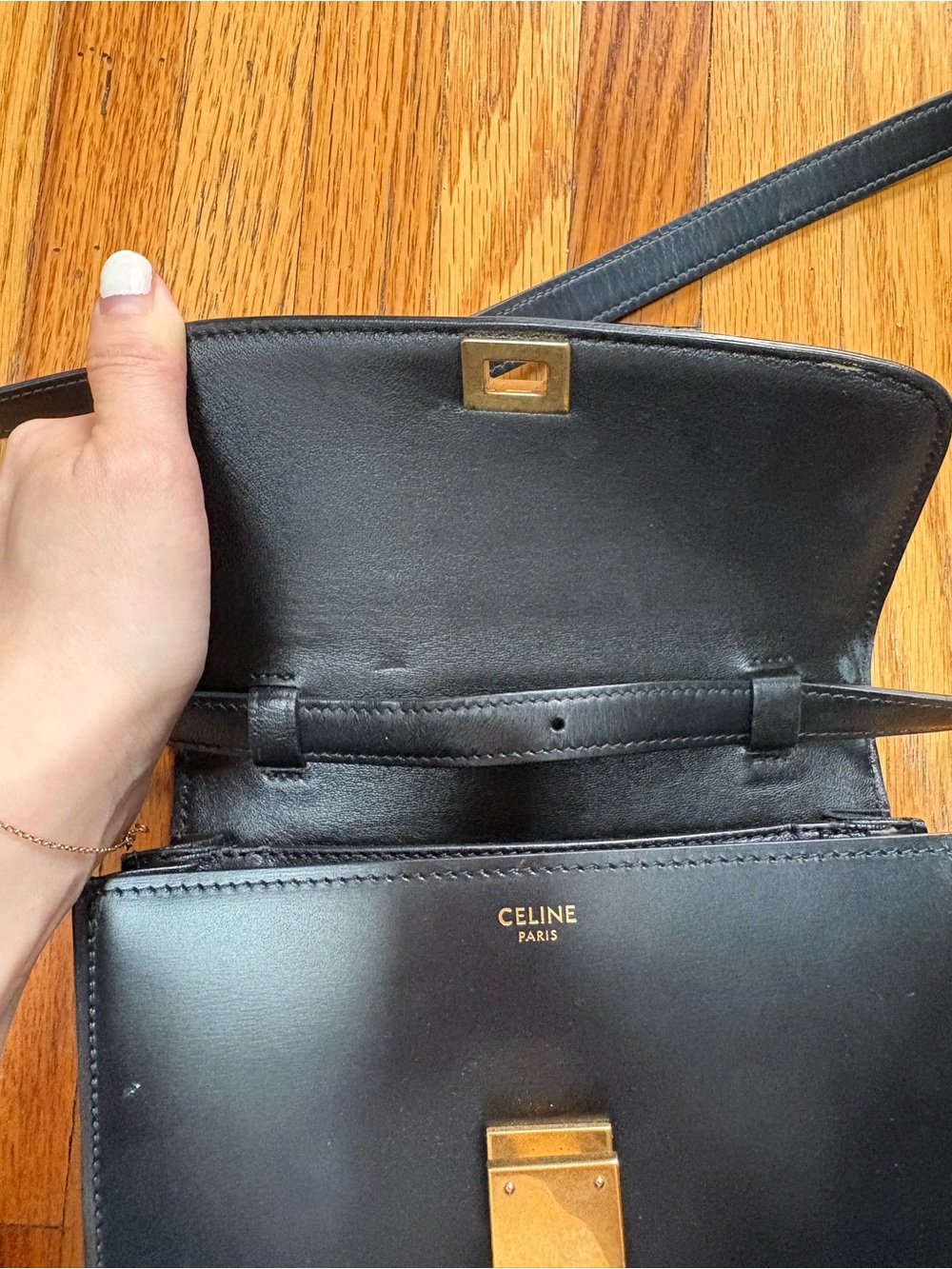 Celine classic box black golld teen leather bag - Picture 6 of 8
